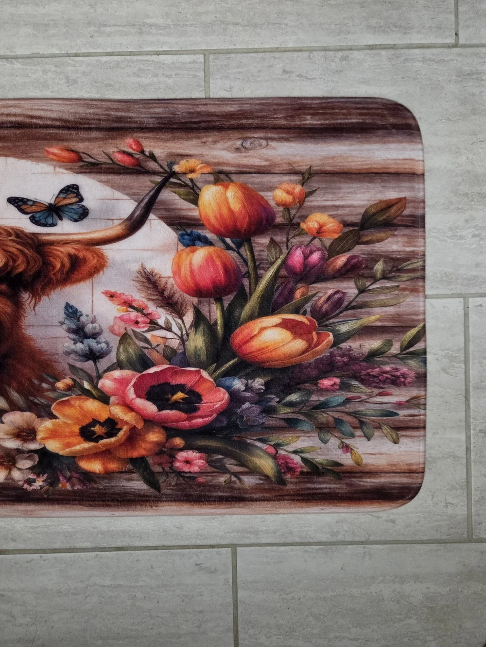 Floral Highland Cow  Memory Foam Mat